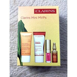 Clarins Mini MVPs Skincare Set With Lip Gloss & Bonus Eye Serum Sample*NIB